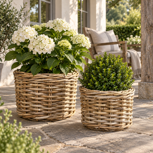 Körbe aus Rattan, 2-teiliges natürliches Set