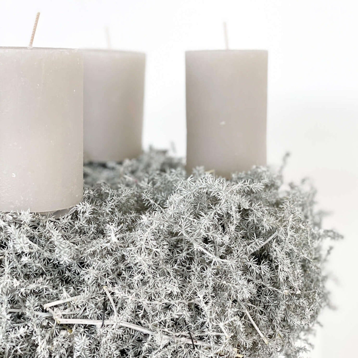 Silberglanz der Jahreszeiten: Adventskranz aus Spargelkraut