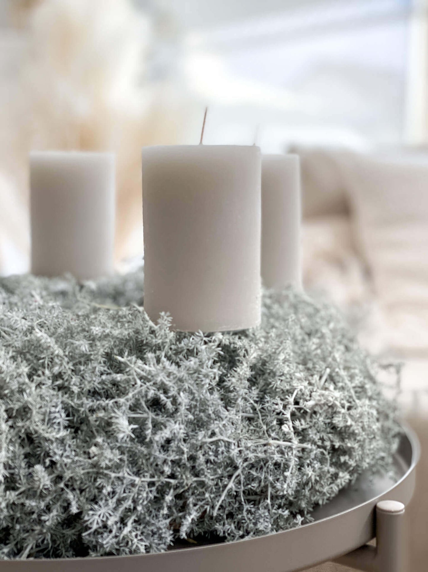 Silberglanz der Jahreszeiten: Adventskranz aus Spargelkraut