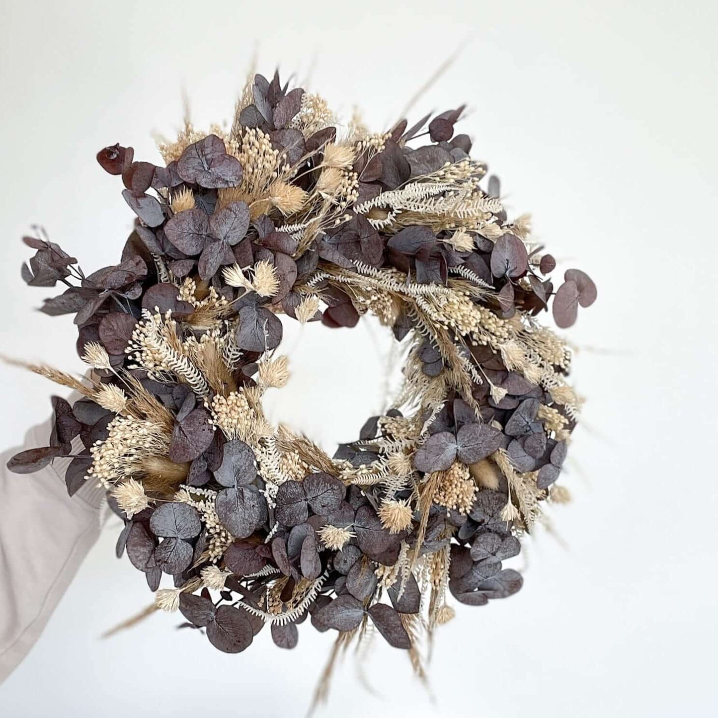 Adventskranz "Beige/Rot" aus Trockenblumen