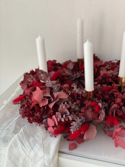 Adventskranz Trockenblumen "Rouge"