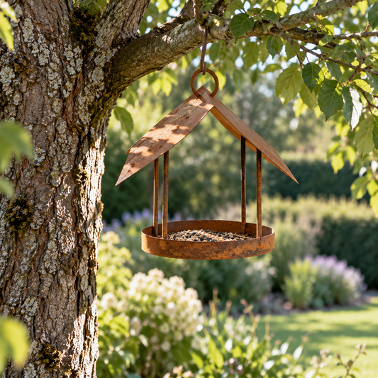 Metall-Futterhaus zum Hängen, Rost, für Vogelfutter