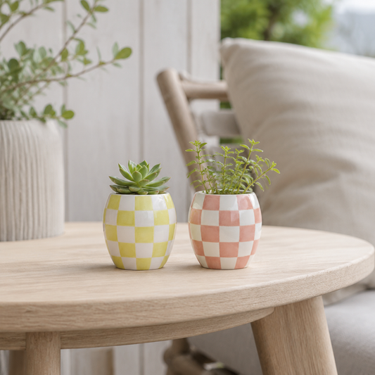 Mini-Übertöpfe kariert 2er-Set