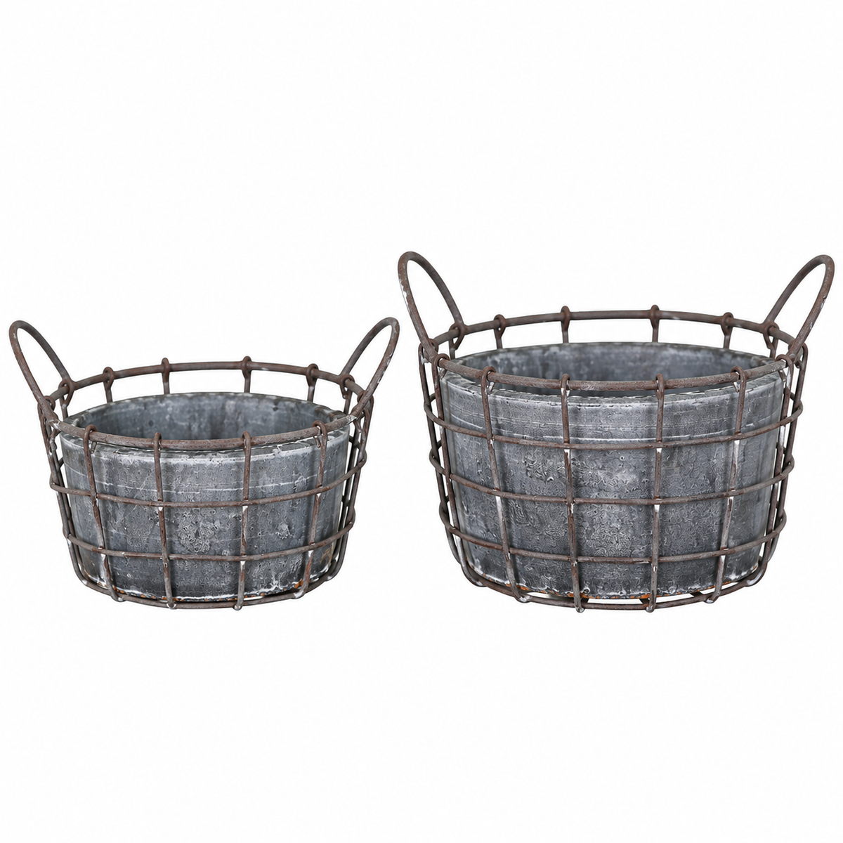 Pflanzkörbe WIRE, 2er Set, aus Metall, in Grau