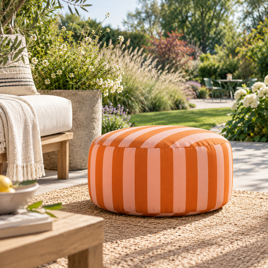 Pouf orange/rosa gestreift, wasserabweisend