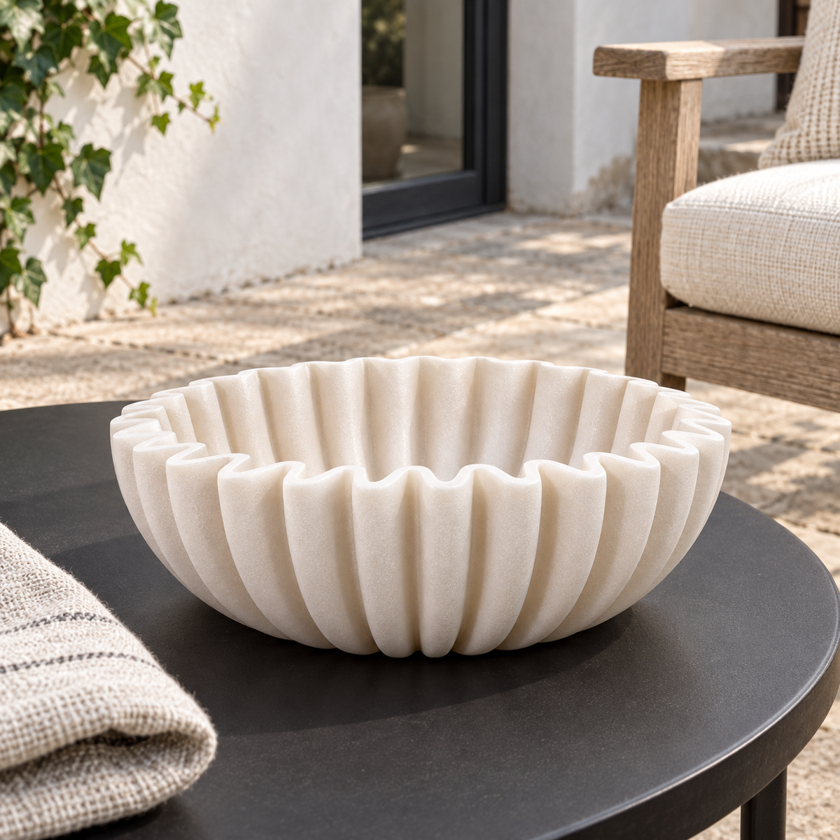 Bowl Schale aus Polyresin, Ø 20 × 6,5 cm, Beige
