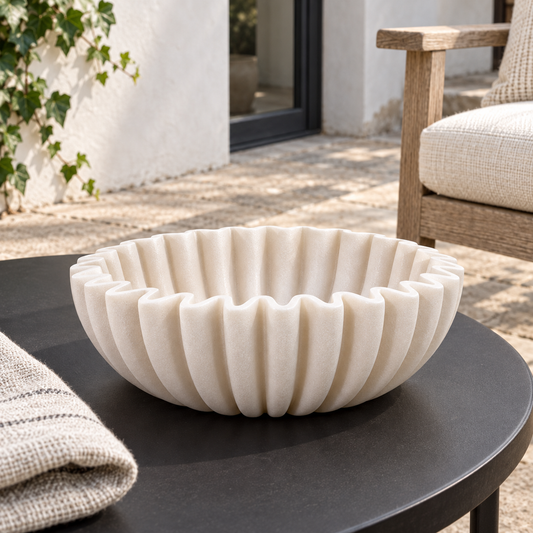 Bowl Schale aus Polyresin, Ø 20 × 6,5 cm, Beige