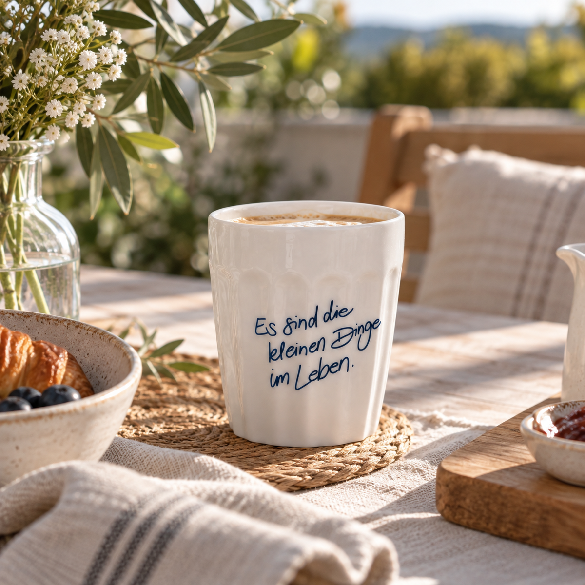 Tasse mit Schriftzug, Fine Bone Porzellan, 290 ml