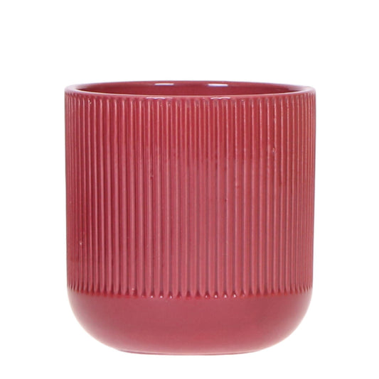 Flare Dekotopf Red – Stilvoller Retro-Blumentopf Ø9cm – Rotes Rillenmuster – Bold Seventies Design