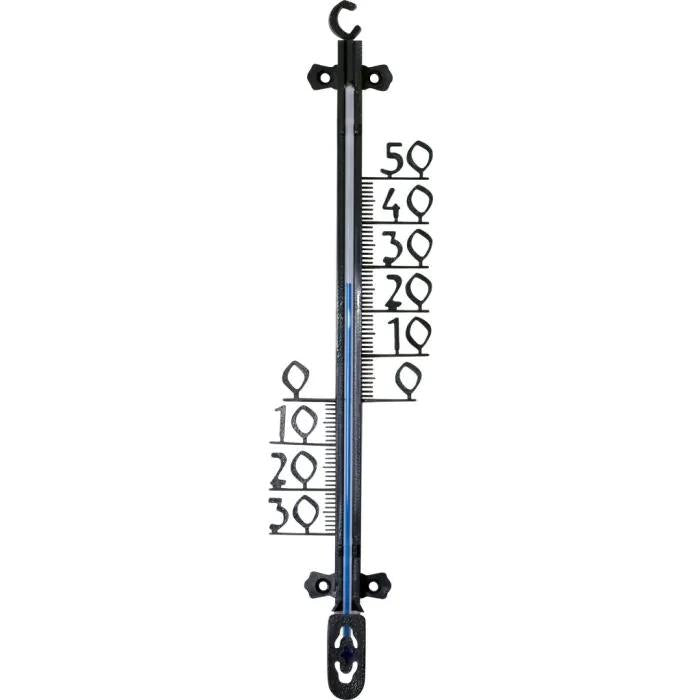 Gartenthermometer – Außenthermometer 26cm – Schwarz – Wetterfestes Wandthermometer – Temperaturanzeige -30°C bis +50°C – Große Zahlen