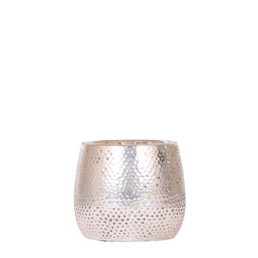 Blumentopf Elite Silber – Ø9cm – Glänzender Keramik Übertopf – Dekorativer Pflanztopf für Zimmerpflanzen – Moderner Keramiktopf für stilvolle Innendeko