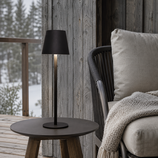 LED Tischlampe, Outdoor/Indoor, Warmweiß Dimmbare Touch on/off inkl. 80cm USB Kabel, aus Metall mattschwarz (B/H/T) 11x36x11cm