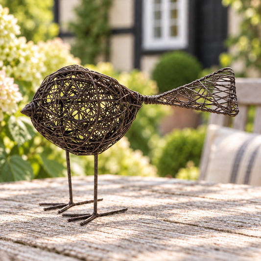 Dekofigur Vogel Amari aus Draht – Schwarz, 14 cm