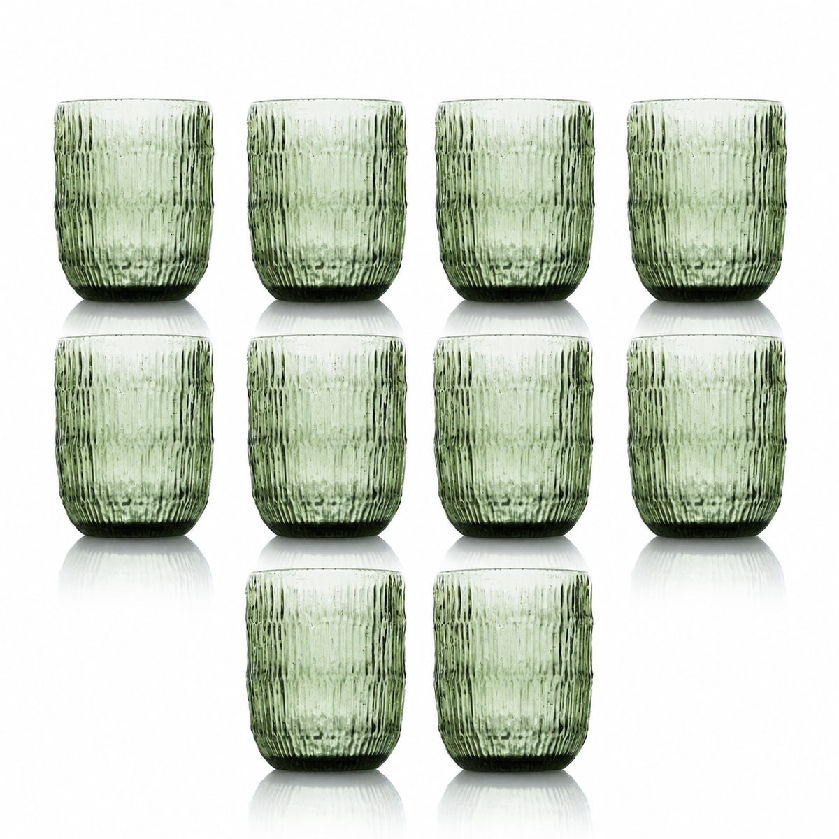 Wassergläser Set, Moss Ripple, 8 × 10 cm, geriffelt, in Grün