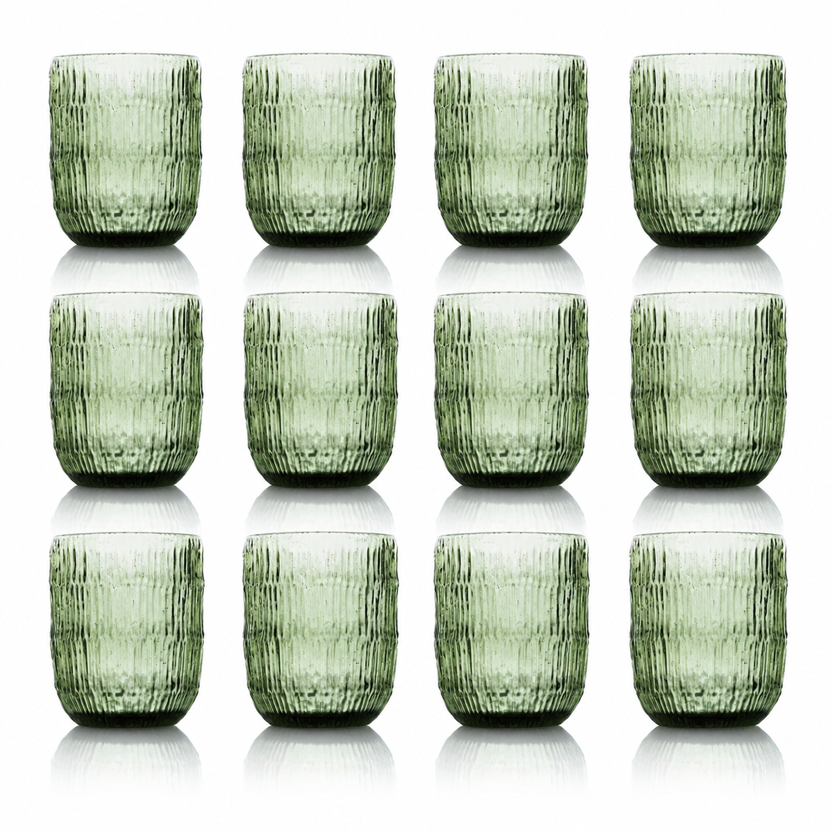 Wassergläser Set, Moss Ripple, 8 × 10 cm, geriffelt, in Grün
