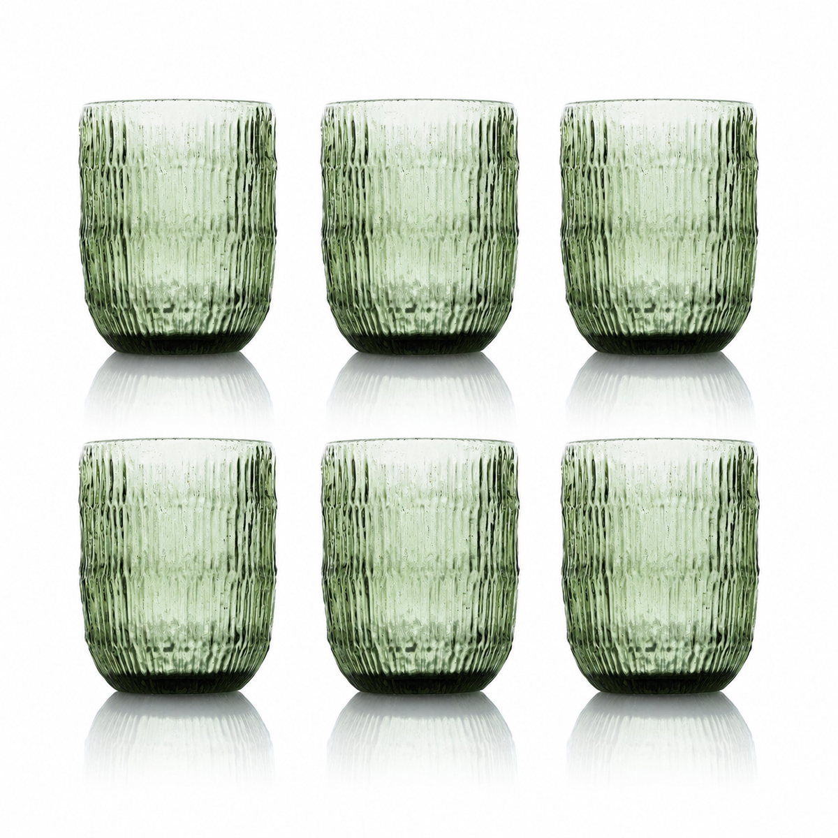 Wassergläser Set, Moss Ripple, 8 × 10 cm, geriffelt, in Grün