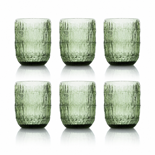 Wassergläser Set, Moss Ripple, 8 × 10 cm, geriffelt, in Grün