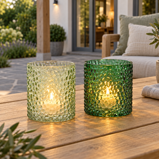 Grünes Glas-Windlicht im 2er-Set – stimmungsvolle Dekoration für dein Zuhause