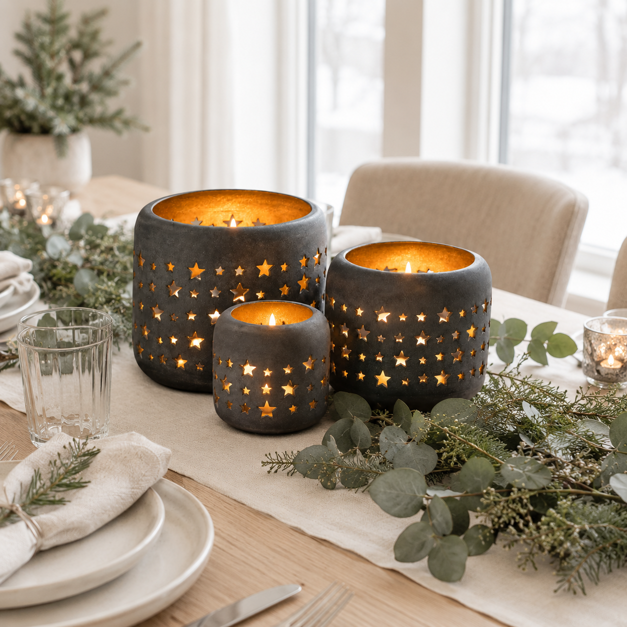 Windlicht Sterne – 3er-Set