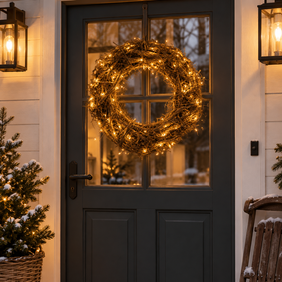 Großer LED-Kranz Willow, Ø 50 cm